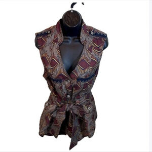 Anthropologie Elevenses Belted Safari Vest size Large